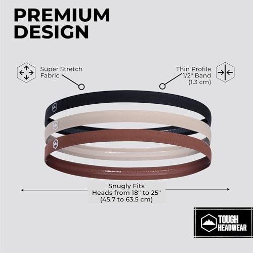 Tough Headwear Athletic Headband Set - Thin Headbands for Women