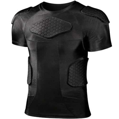 Eicolorte Men Padded Chest Rib Protector Shirt Small Black Football Gear