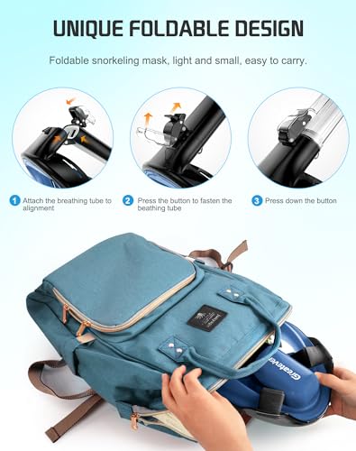 Full Face Snorkel Mask with Camera Mount - Cerulean Blue, L/XL
