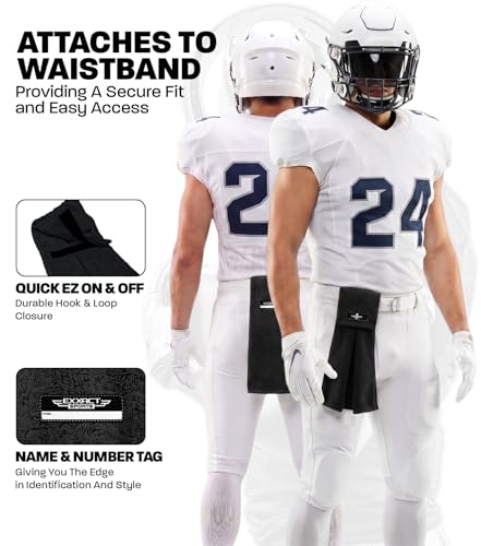 Football Towel with Hook & Loop Fastener - Black | QB Towel for Sweat Absorption