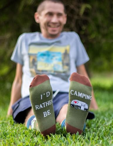 I'd Rather Be Camping Funny Novelty Socks for Men and Women - One Size
