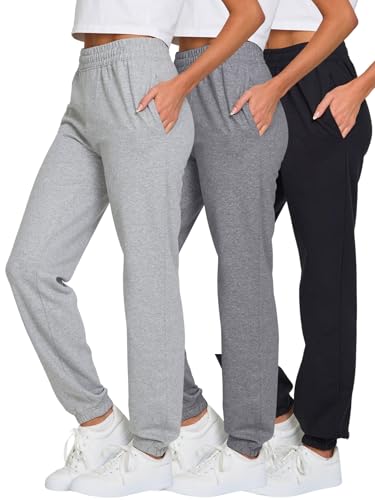 Ultra Performance Women’s Fleece Joggers 3 Pack Medium Black Charcoal Heather Grey