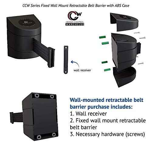 Crowd Control Warehouse - CCW Series WMB-220 Fixed Wall Mount Retractable Belt Barrier - 15 Foot, Yellow"Caution - DO NOT Enter" Black Letters Belt with Black ABS Case