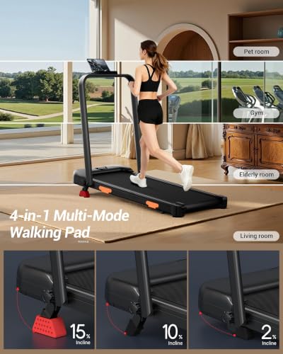 Foldable Under Desk Treadmill with 15% Incline - 2.5HP Motor, 300lbs Capacity