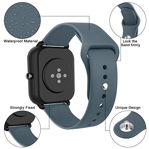 Soft Silicone Bands for Amazfit Bip 3 Pro & GTR - Black/Navy/Blue Grey