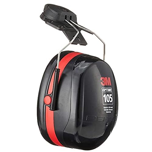 3M H10P3E Peltor Optime 105 Helmet Attachable Earmuff, Ear Protectors, Hearing Protection, NRR 27 dB, Black, Large