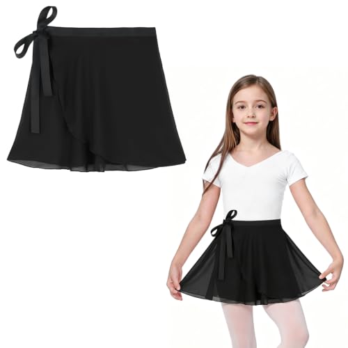 Chiffon Wrap Ballet Skirt for Girls - Black, X-Large