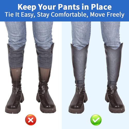 Adjustable Ankle Boot Straps with Anti-Slip Strips - Black, 2pcs
