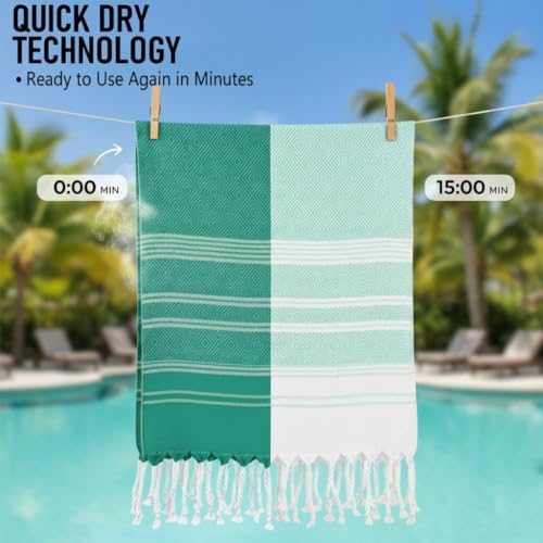 Oversized Turkish Beach Towels - 4 Pack Lightweight & Quick Dry