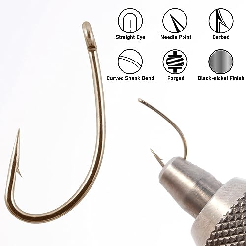 Nymph Fly Hooks - Curved Shank Short Shank #20 Gold - 100 Pack