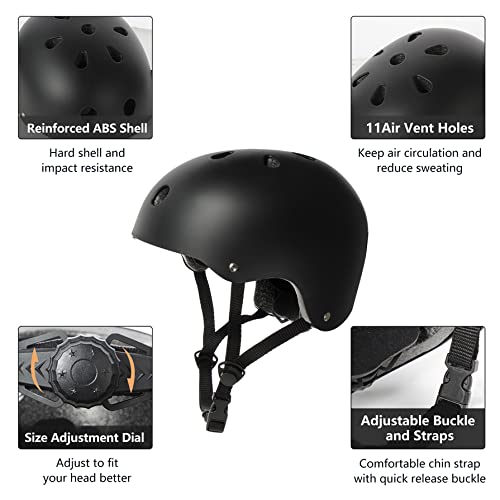 Skateboard Helmet with Impact Resistance - Black, Large