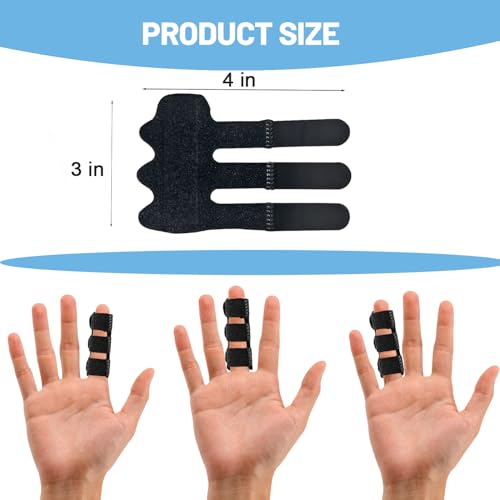 QiiMyyo Finger Splint 4-Pack Universal Trigger Finger Immobilization, Black