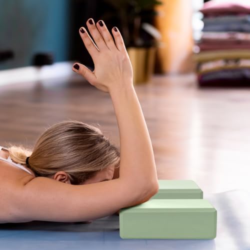Yoga Block Set - 2 Pcs Soft Non-Slip EVA Foam - Pale Green
