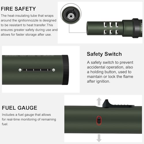 CAMVIL Army Green Windproof Torch Lighter with Refill & Safety Lock