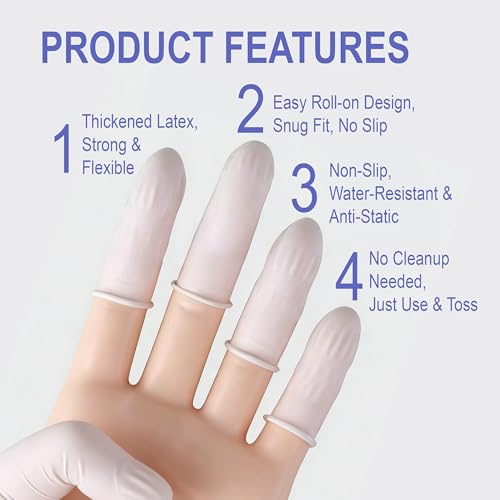 Disposable Latex Finger Cots - Waterproof Anti-Slip Protectors (105 Pack)