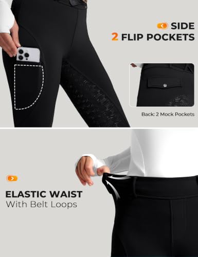 FitsT4 Sports Women's Fleece Horse Riding Pants - Medium, Black