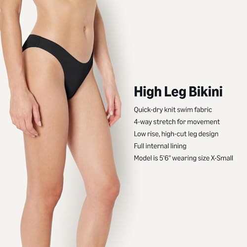 High-Rise High-Leg Swim Bikini Bottom - Small / Washed Black