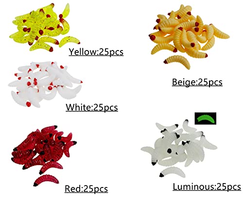 125pcs Multicolor Soft Plastic Fishing Worm Lures - 1 Inch Baits
