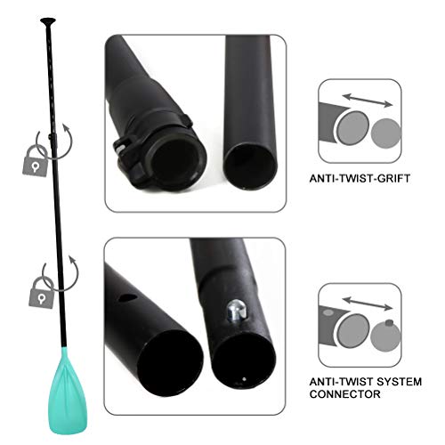 Adjustable Aluminum SUP Paddle - 3-Piece Turquoise Paddle for Water Sports