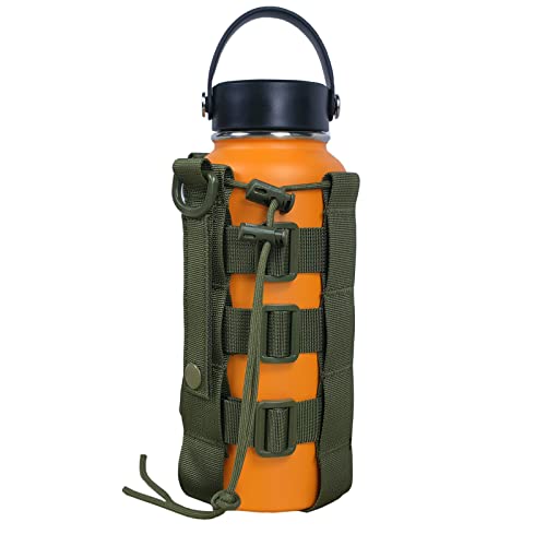 Molle Tactical Water Bottle Holder - Adjustable 16-64 oz - Green