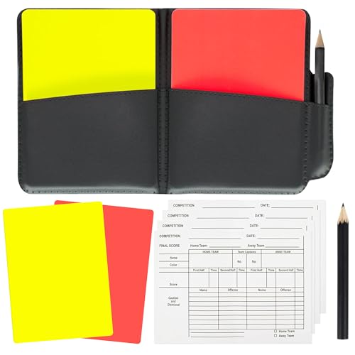 Soccer Referee Cards Set with Storage Wallet & Record Sheets