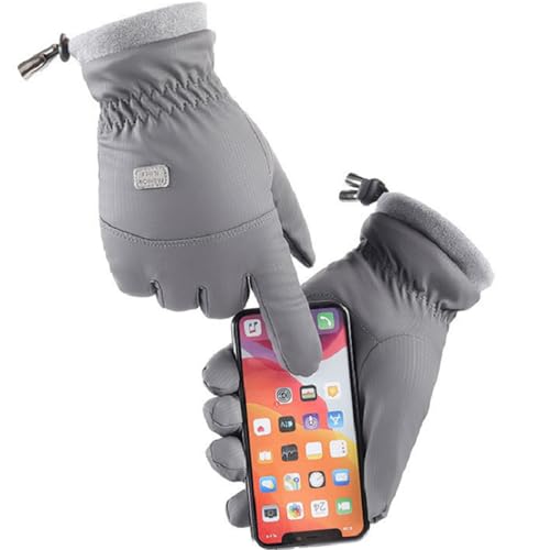 Winter Touchscreen Gloves for Men - Thermal, Water-Repellent, Medium/Dark Grey