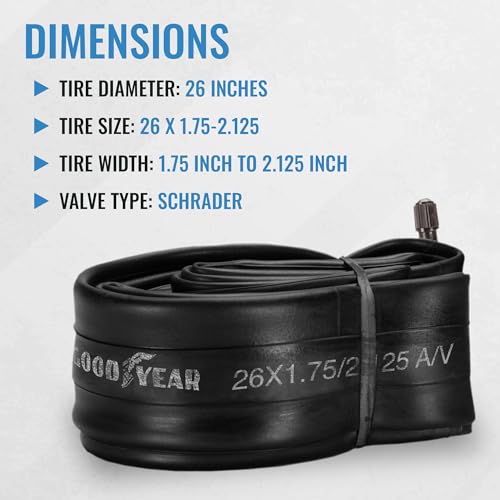 Goodyear 26x1.75/2.127 Butyl Inner Tube with Schrader Valve for Road MTB