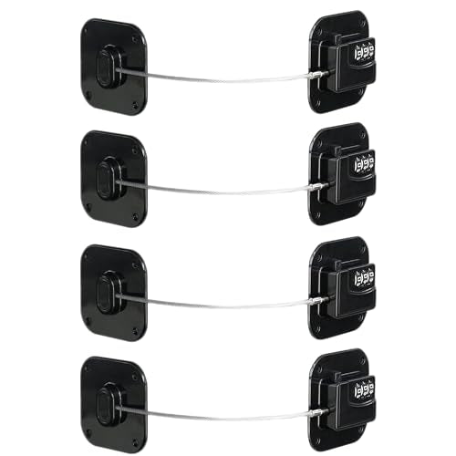 Child Safety Cabinet Locks,Drawer Locks with Combination Closet Lock,Fridge Lock,Child Proof Refrigerator Lock,Child Lock(Black 4Pcs)