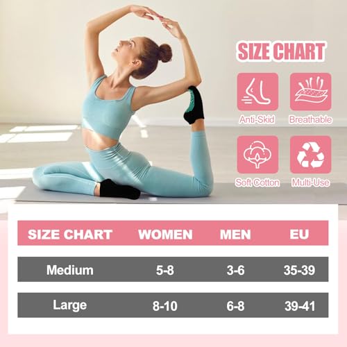 Non-Slip Grip Socks for Women - 4 Pack Yoga Barre Ballet