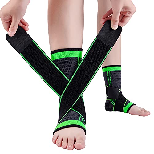 Ankle Support Brace - Elastic Compression Sleeve with Adjustable Wrap