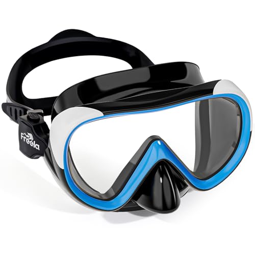 Freela Kids Swimming Goggles 4-16 with Nose Cover, No-Leak Anti-Fog (1 Pack, Blue)