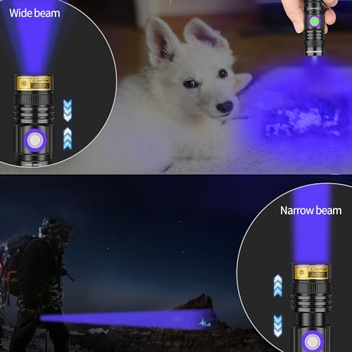 DARKBEAM 365nm UV Flashlight 10W – Pocket-Sized Black Light, 365nm (Bluish) with USB Rechargeable, A300 Variant