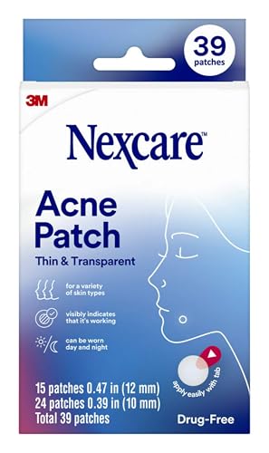 Nexcare Thin and Transparent Acne Patch, Skin Cover Absorbs Pus Oil