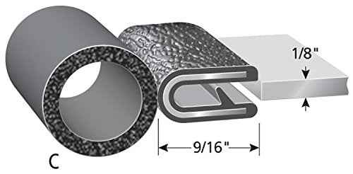 Trim-Lok Trim Seal with Top Bulb – Fits 1/8” Edge, 5/8” Bulb Seal Diameter, 25’ Length – PVC Plastic Trim with EPDM Rubber Seal, Easy to Install for Cars, Boats, RVs, Trucks, and Home Applications