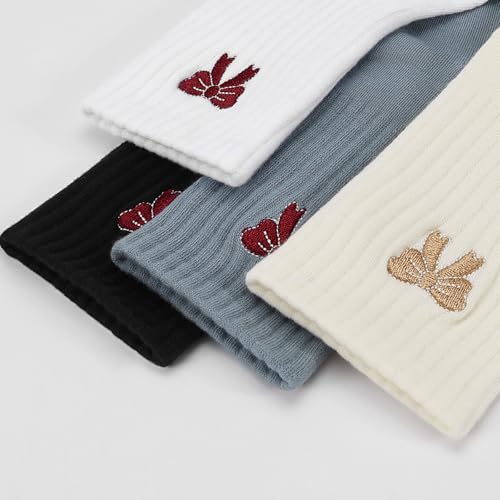 Women's Non-Slip Pilates Grip Socks with Ruffle Bow - Gray/Red