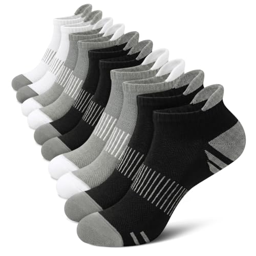 Breathable Women's Ankle Socks - 5 Pairs, Black White Gray