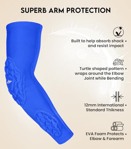 Football Padded Arm Sleeves Youth & Adult, Forearm Protection