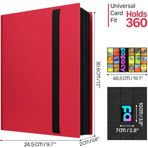 Deep Red 9-Pocket Trading Card Binder Holds 360 Sports Cards Organizer