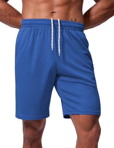 Vlynor Men's Athletic Shorts 9 Inch Inseam Blue - Quick Dry Mesh Gym Running