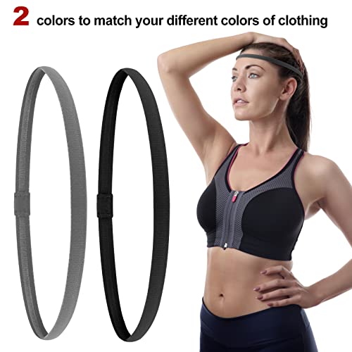 4-Pack Elastic Sports Headbands - Non-Slip Sweat-Wicking Athletic Hairbands