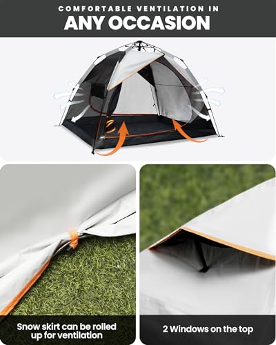 OutdoorMaster 2 Person Pop Up Camping Tent - White, Waterproof 3-Season Shelter