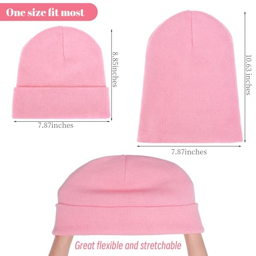 Knit Beanie Hat for Men & Women - Winter Skull Cap - Pink