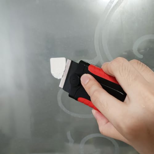 Razor Blade Scraper Tool with 10Pcs Stainless Steel Blades for Removing Stickers,Labels,Decal,Glue,Paint,Adhesive from Window,Glass,Stove Top,Car,Tile