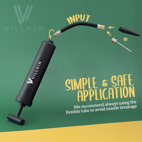 Ball Pump with Needle Storage - 4 Metal Needles, 2 Nozzles, Flexible Hose - Ideal for Soccer, Basketball, Volleyball