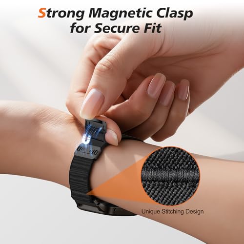 Stretchy Nylon Band for Garmin Venu 3/2 & Amazfit Bip - Black 20mm