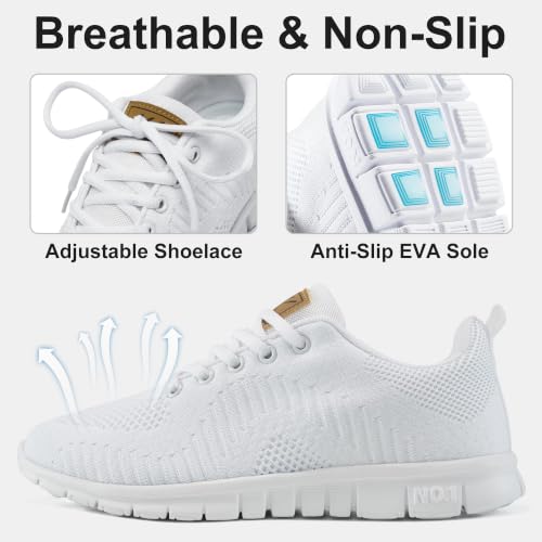 Alicegana Women’s Lightweight Non-Slip Sneakers White 8.5 – Travel, Tennis & Casual Shoes