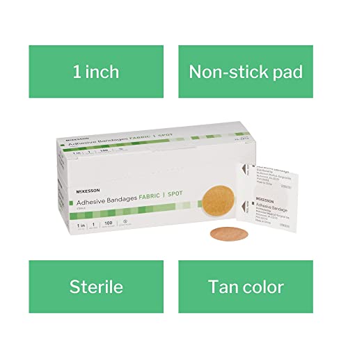 Sterile Fabric Adhesive Spot Bandages - 1-Inch Tan, 100 Count