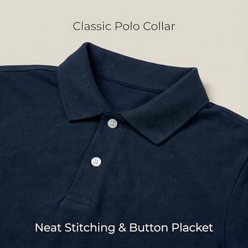 Kids School Uniform Polo Shirt - Short Sleeve Cotton Blend, 12 Years