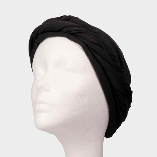 Premium Satin Lined Men's Turban - Anti-Breakage, Moisture Retention - Jersey Black