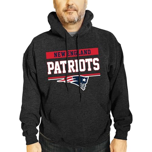 NFL Charcoal Fleece Hoodie - Gameday Pullover for Men & Women - New England Patriots X-Large